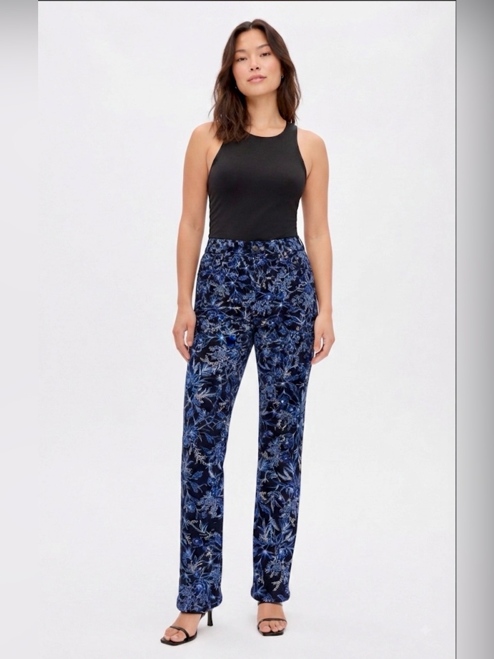 NWT Gloria Vanderbilt Amanda 2.0 Blue Floral Slim Leg Jeans Size 10